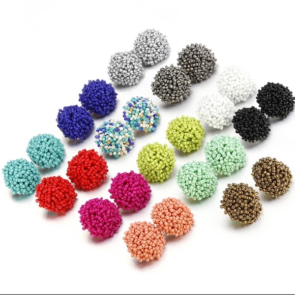 Red Seed Bead Earrings - Picture 4 of 4